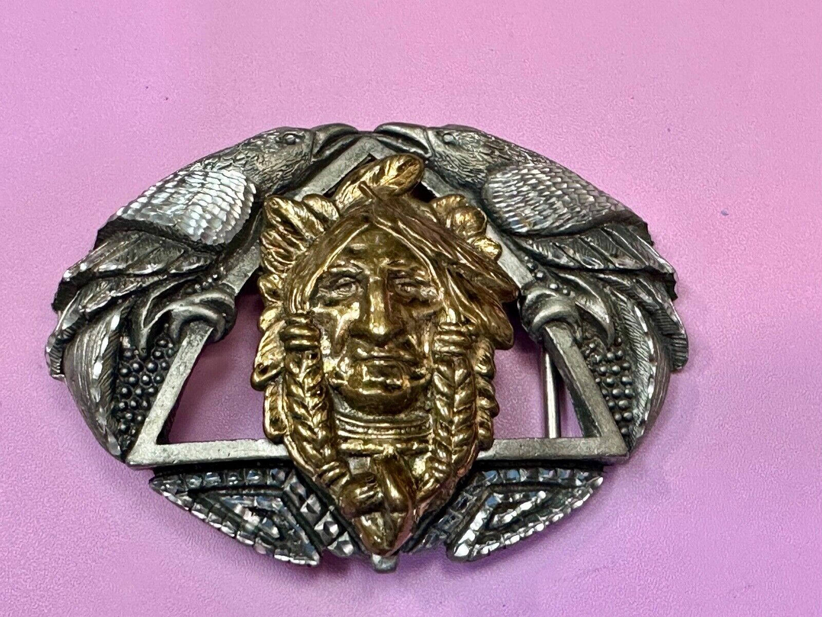 Unique Native American Indian Vintage Two tone EGE 93 Belt Buckle