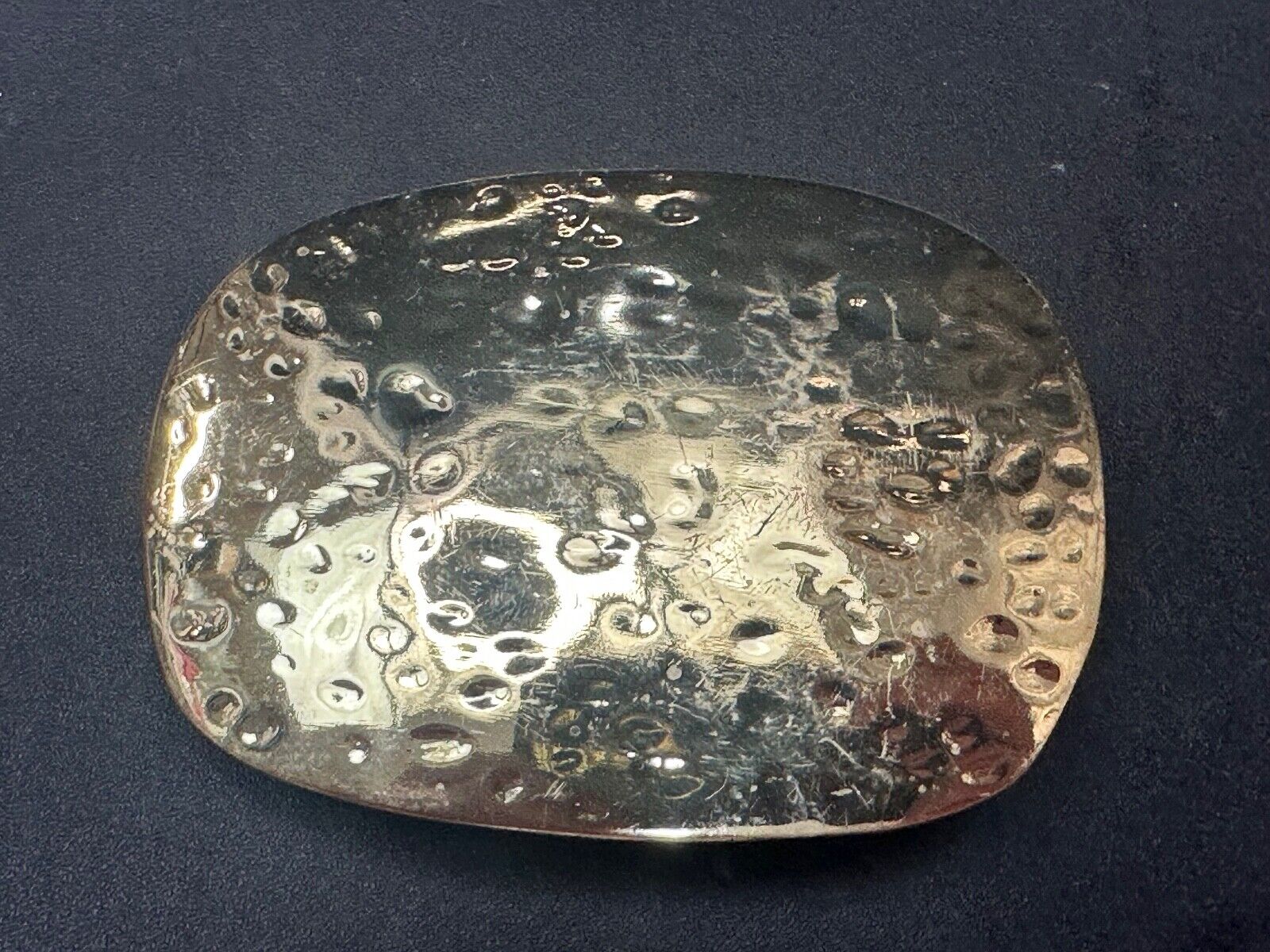Vintage Hammered Brass Tone artisan Belt Buckle