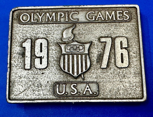 1976 Olympic Games USA Vintage Rectangle Bergamot Brass Works Belt Buckle