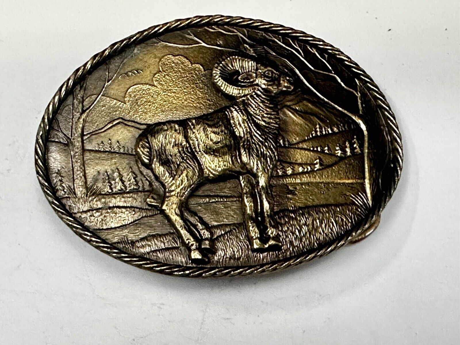 Bighorn Ram - Wildlife VTG 1980 Belt Buckle by Great American Buckle Co