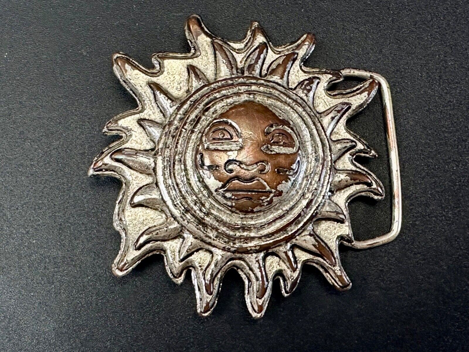 Artisan Hippie Style SUN Face - Large Figural cutout belt buckle
