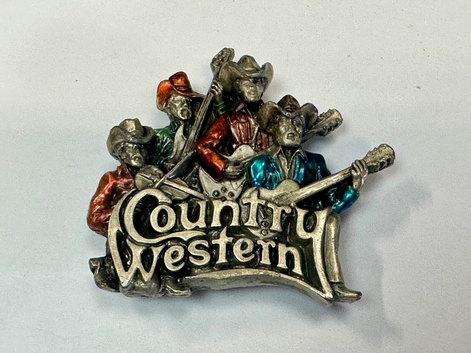 Vintage 1981 Enamel Country & Western Bergamot Brassworks Belt Buckle T-96