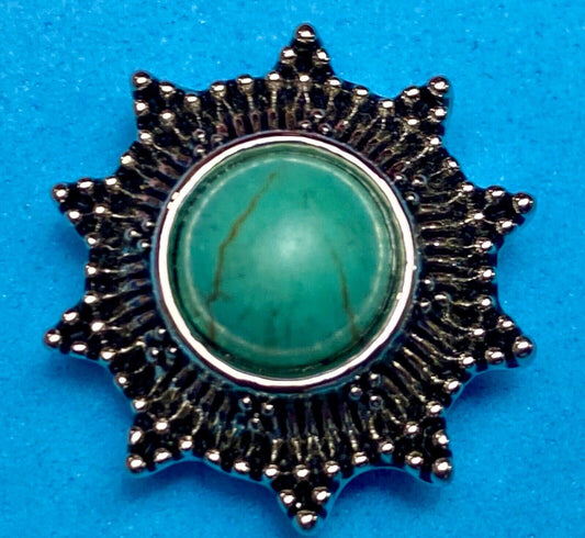 Turquoise colored centerpiece sunburst 18mm Ginger Snap Magnolia And Vine