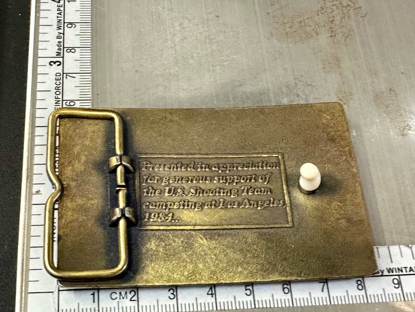 Aiming for Olympic Gold US shooting team 1984 belt buckle