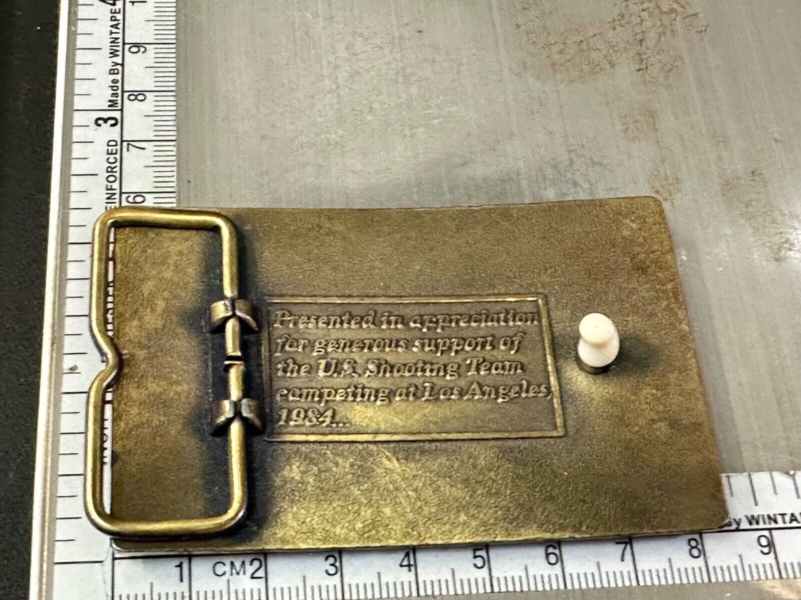 Aiming for Olympic Gold US shooting team 1984 belt buckle