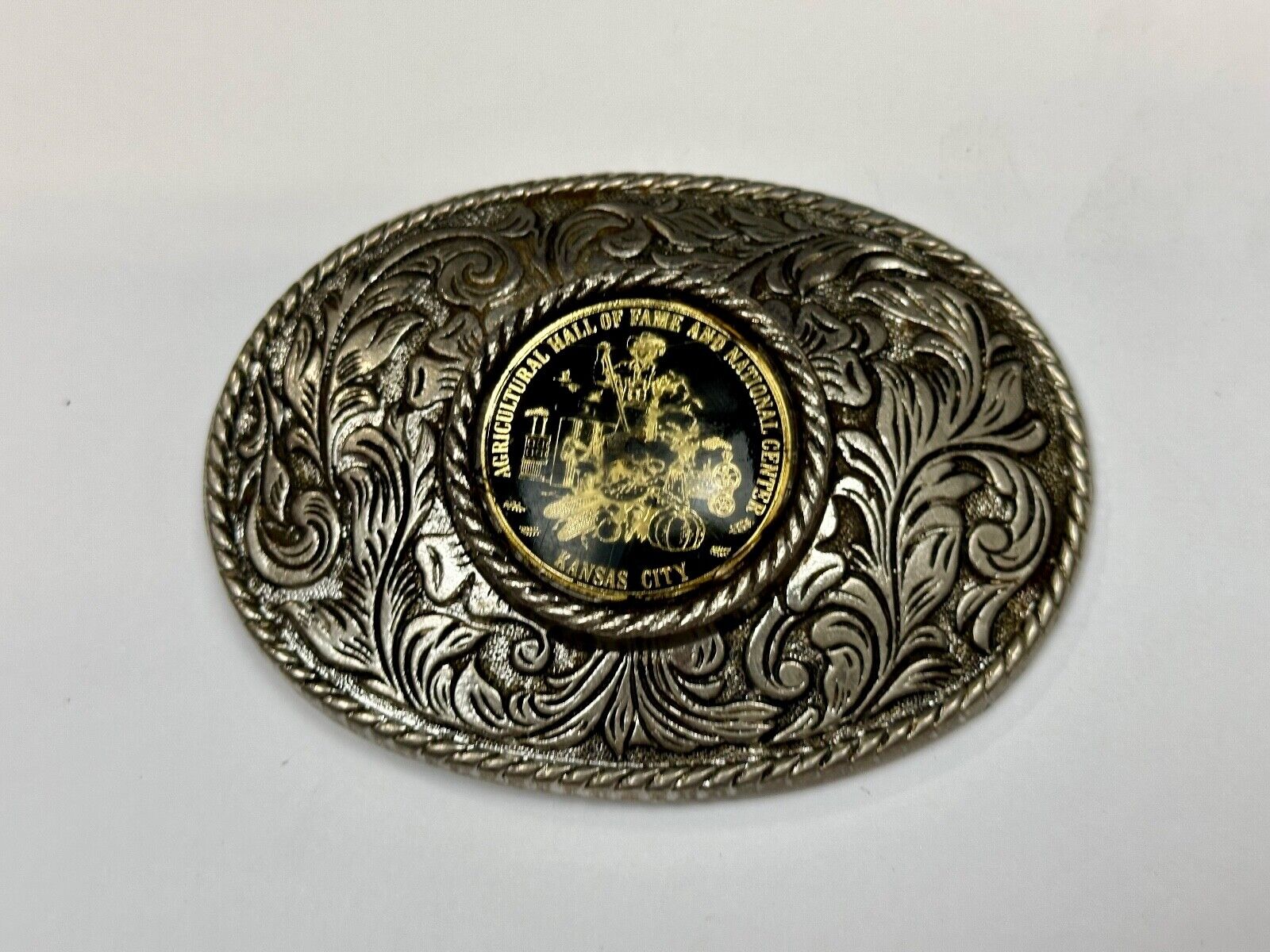 Agricultural Hall of Fame Kansas City western round centerpiece Belt Buckle