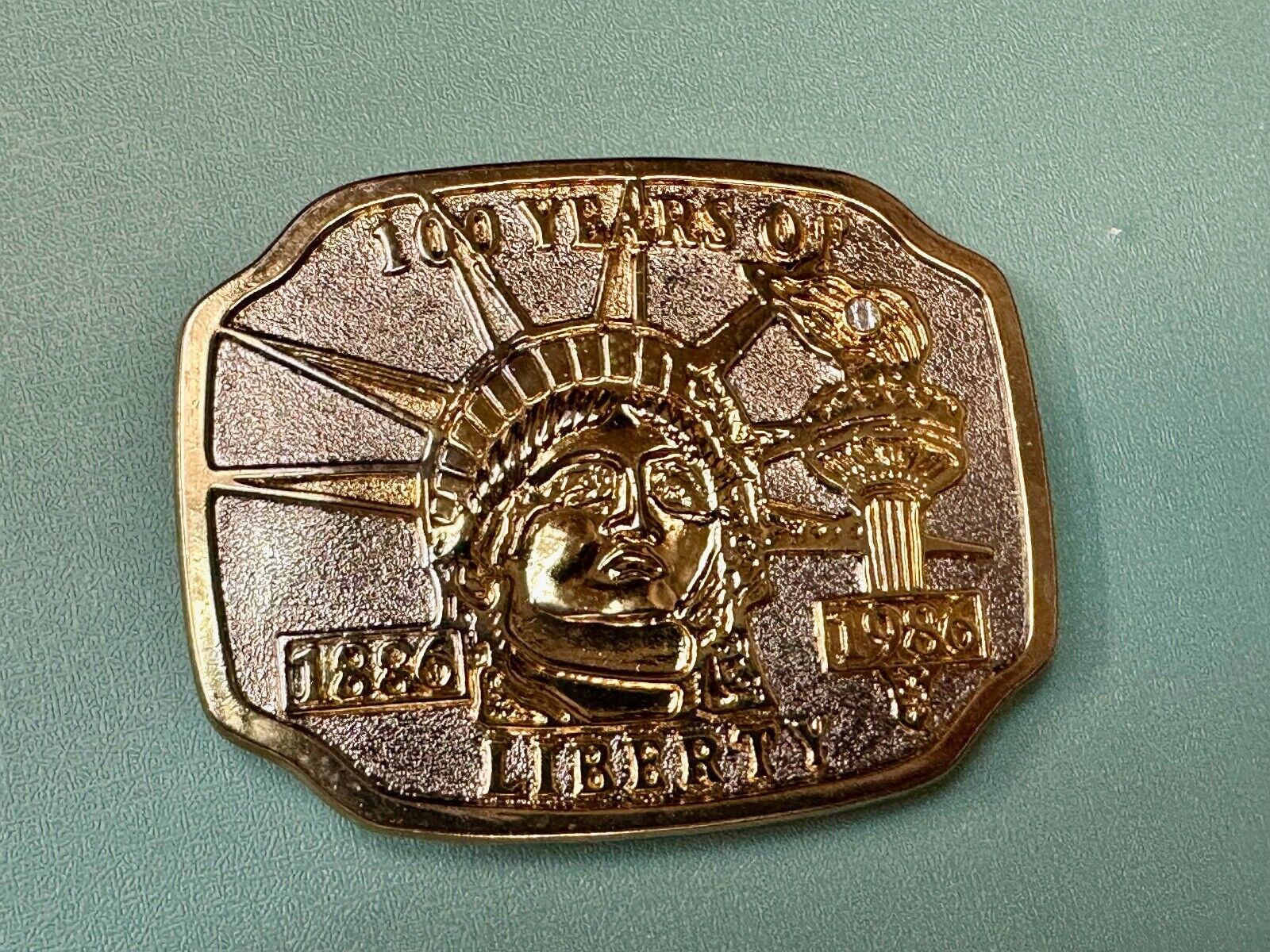 100 Years of Liberty  - NYC statue of Lady Liberty Souvenir belt buckle