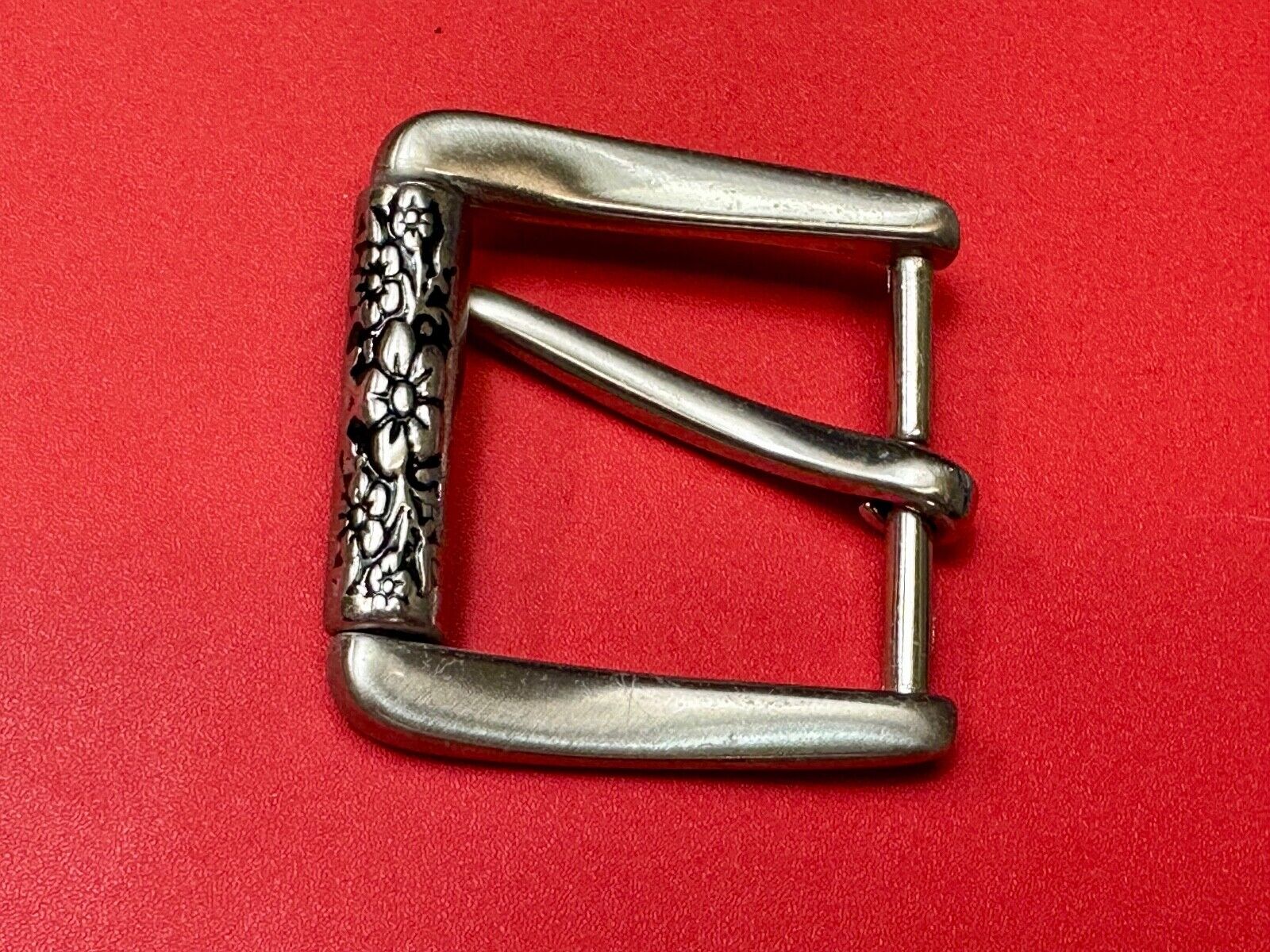 unique rolling end flower theme silver tone replacement belt buckle