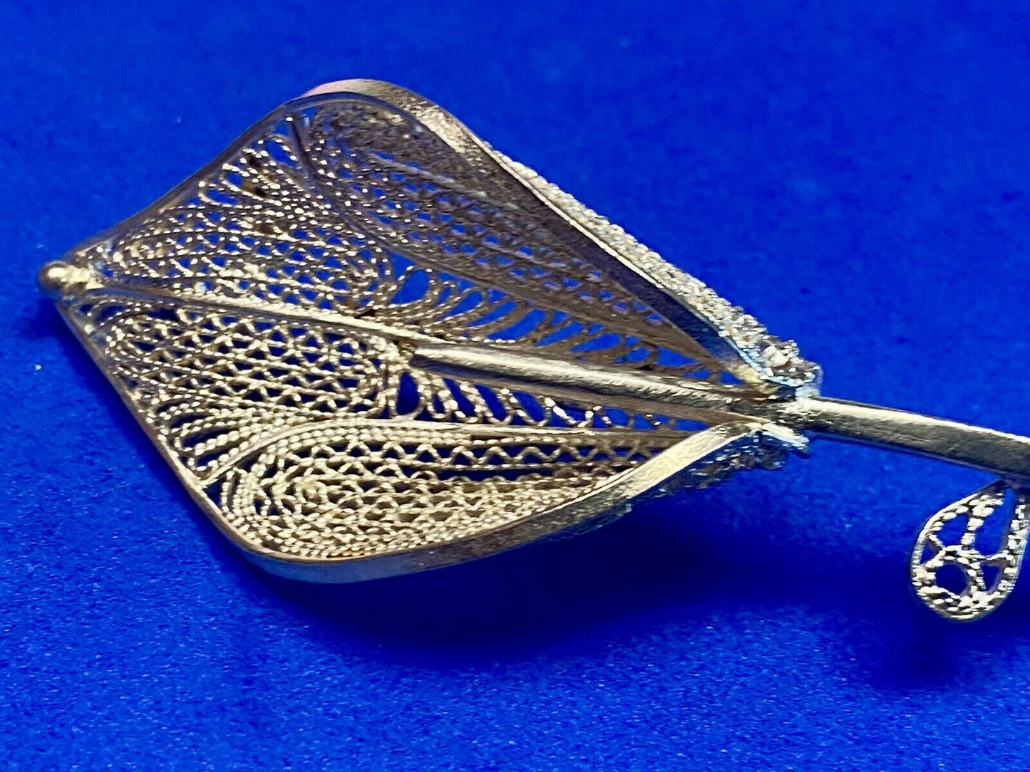 Vintage Filagree Easter Lily Flower Single Stem 925 Sterling Silver Brooch Pin