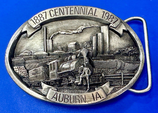 AUBURN IOWA 1887 CENTENNIAL CELEBRATION VINTAGE BELT BUCKLE