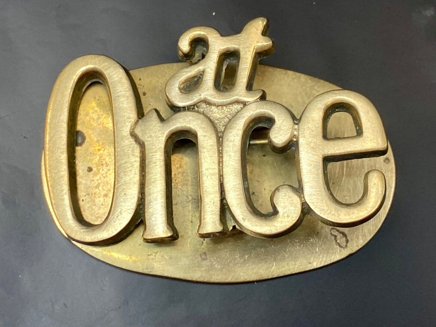 AT ONCE -  Desk Organizer Clip 3.5" x 2" LARGE Vintage Solid Brass paper holder