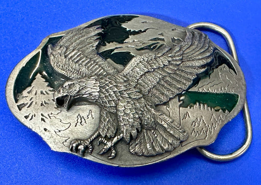 American Bald Eagle Flying Hunting Silver Tone 1989 Arroyo Grande Belt Buckle