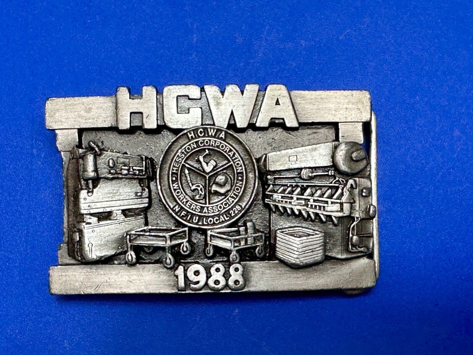 1988 HWCA 8th Hesston Fabrication Corp workers assn LIMITED belt buckle