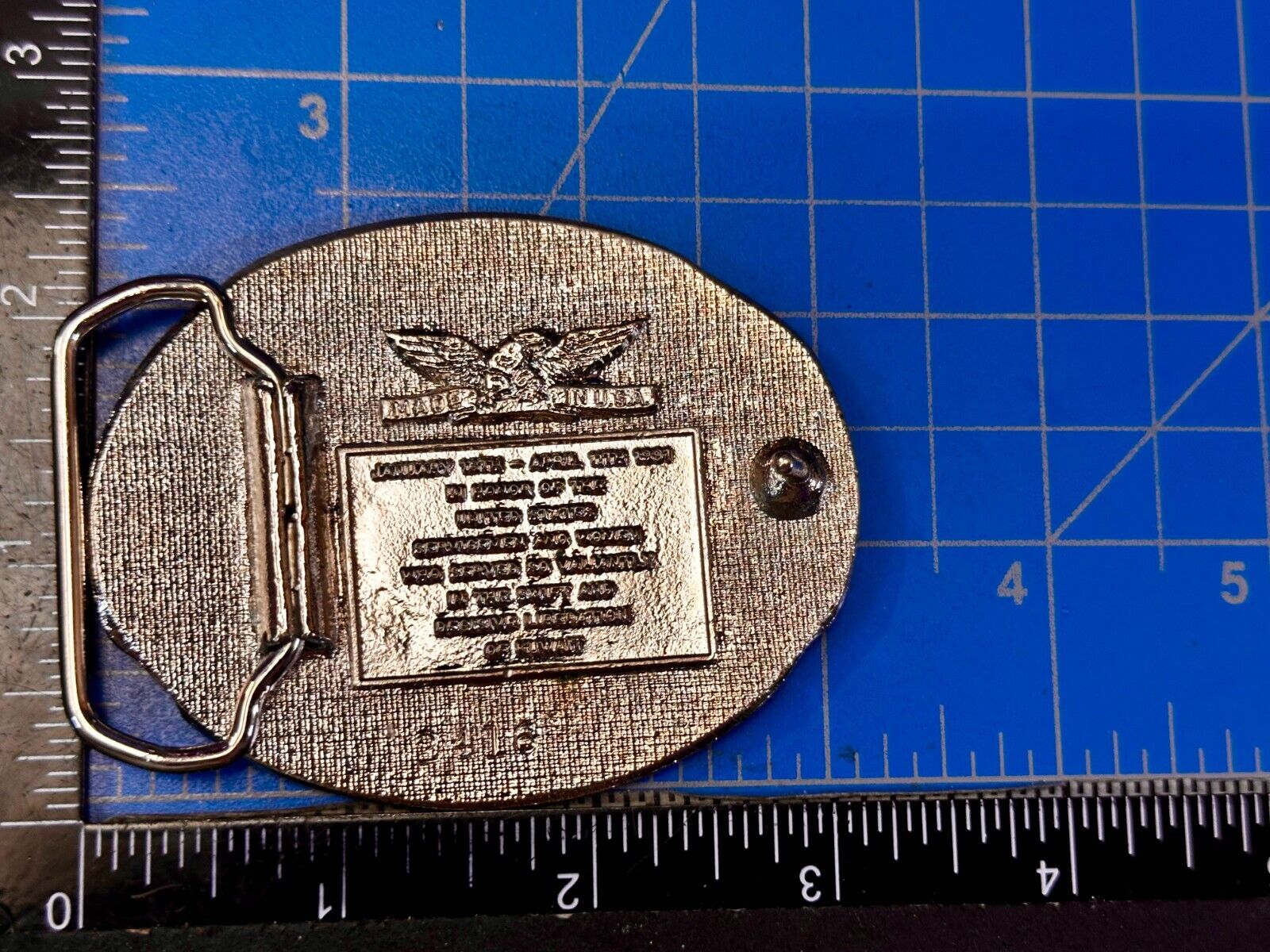 United States Marine Corp. Operation Desert Storm Gulf War Veteran Belt Buckle