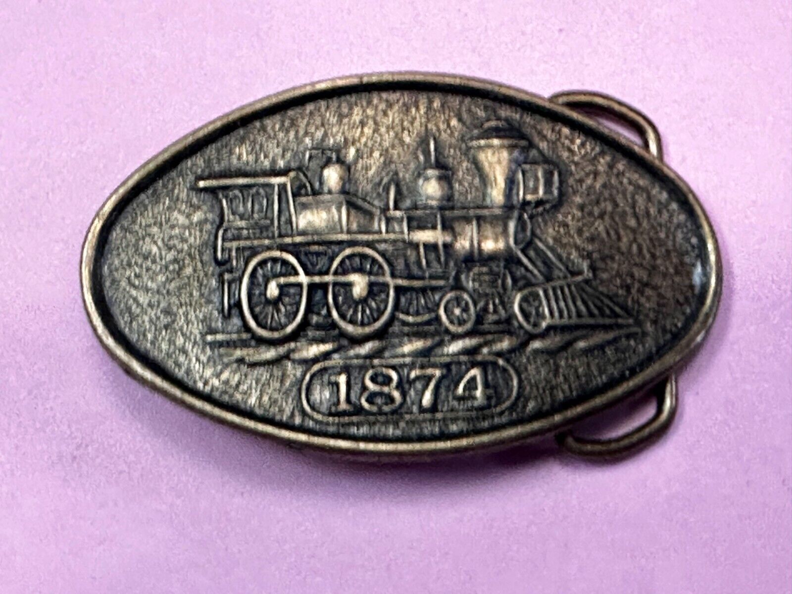 1874 Steam Engine Rail Road Railroad Train Vintage Belt Buckle