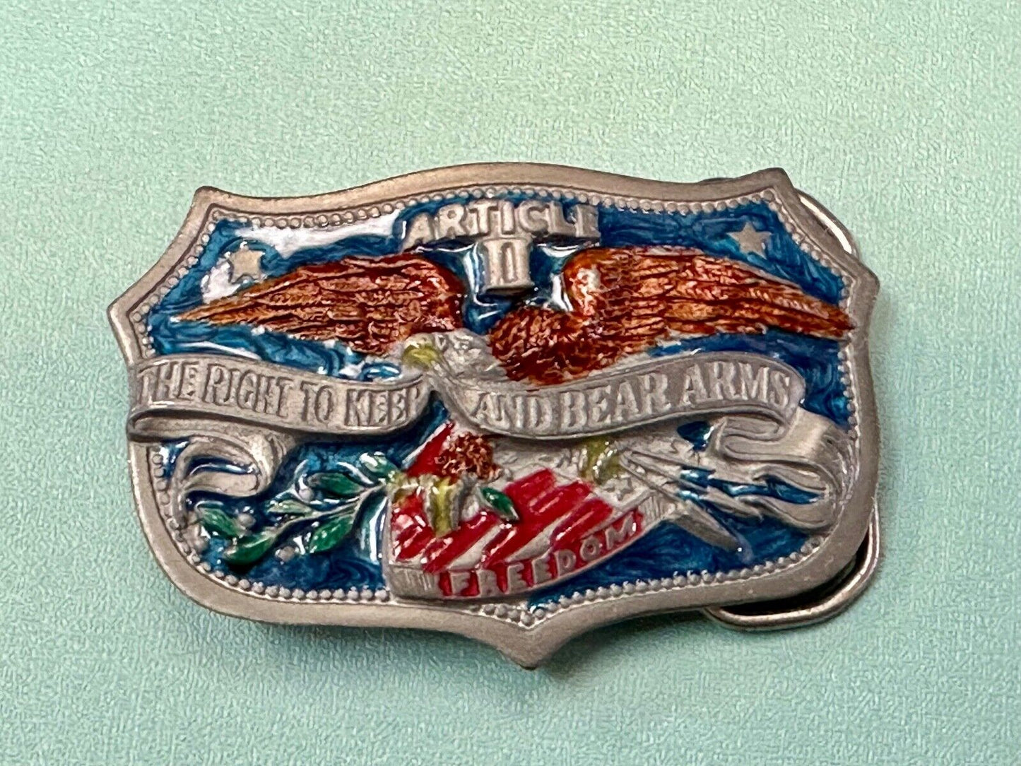 2nd amendment the right to keep and bear arms vintage 1982 belt buckle