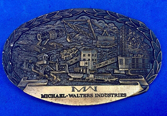 Vintage 1984 Michael Walters Industries Vintage Belt Buckle -Indiana Metal Craft