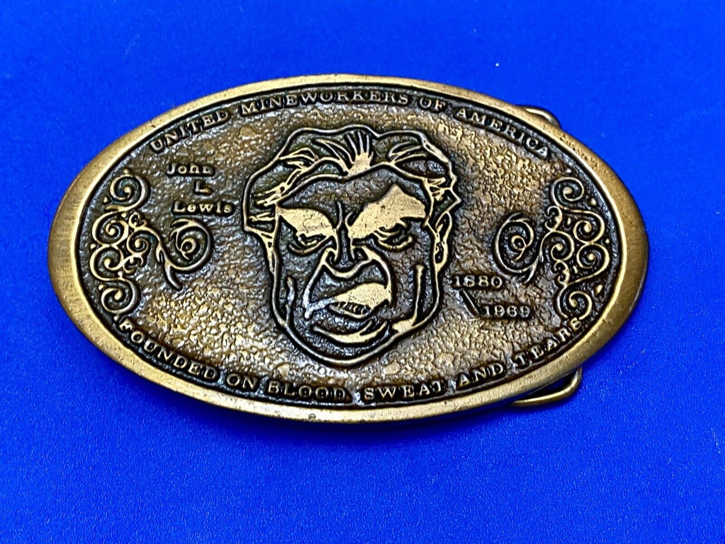 United Mine Workers Umwa Coal Mining 1880-1969 Vintage Belt Buckle John L Lewis