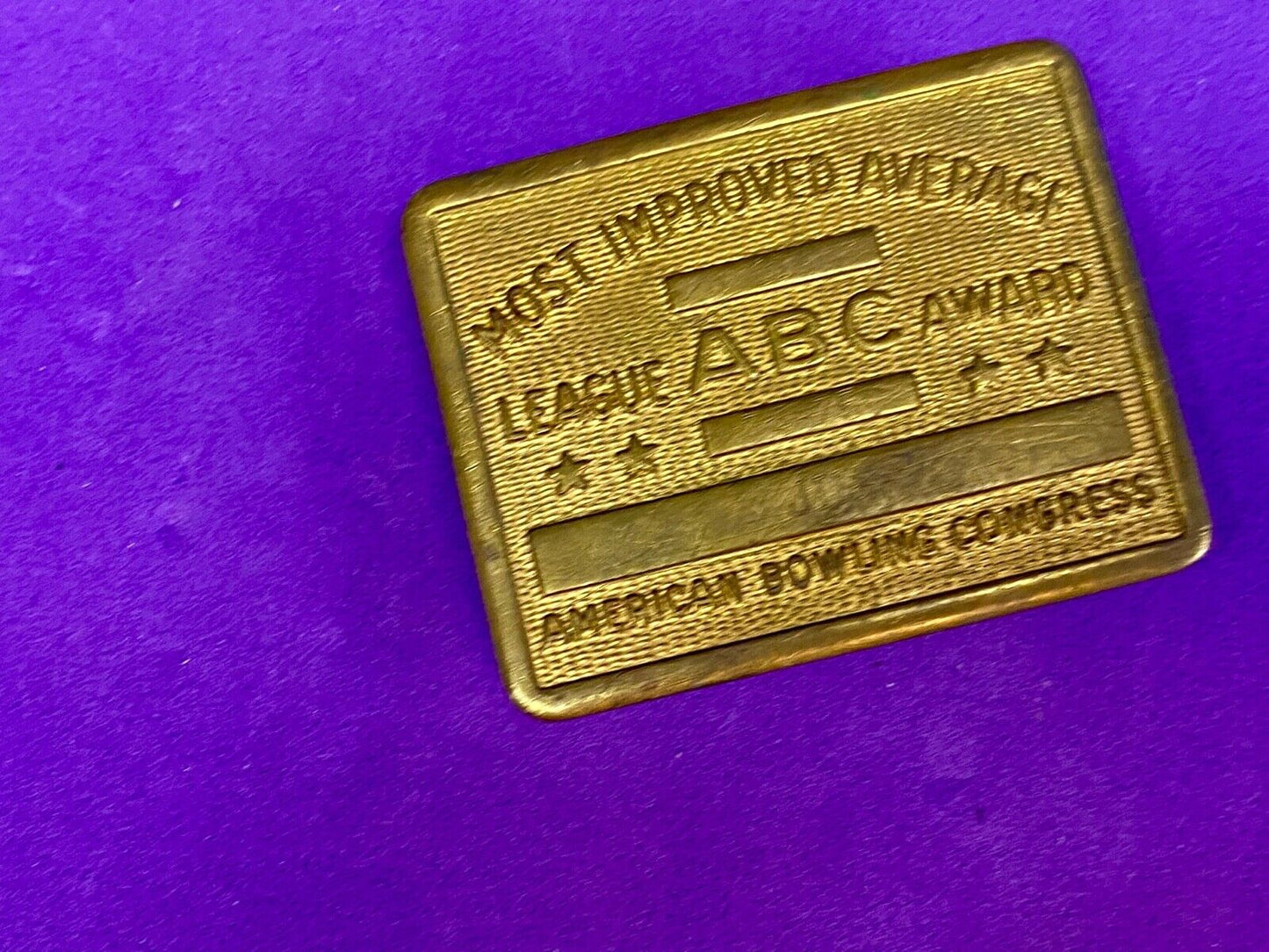ABC Bowling Most Improved Average Vintage Belt Buckle American Bowling Congress 