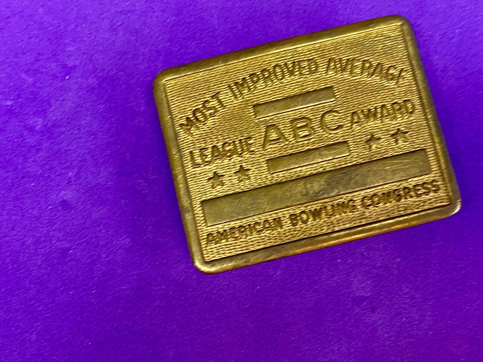 ABC Bowling Most Improved Average Vintage Belt Buckle American Bowling Congress 