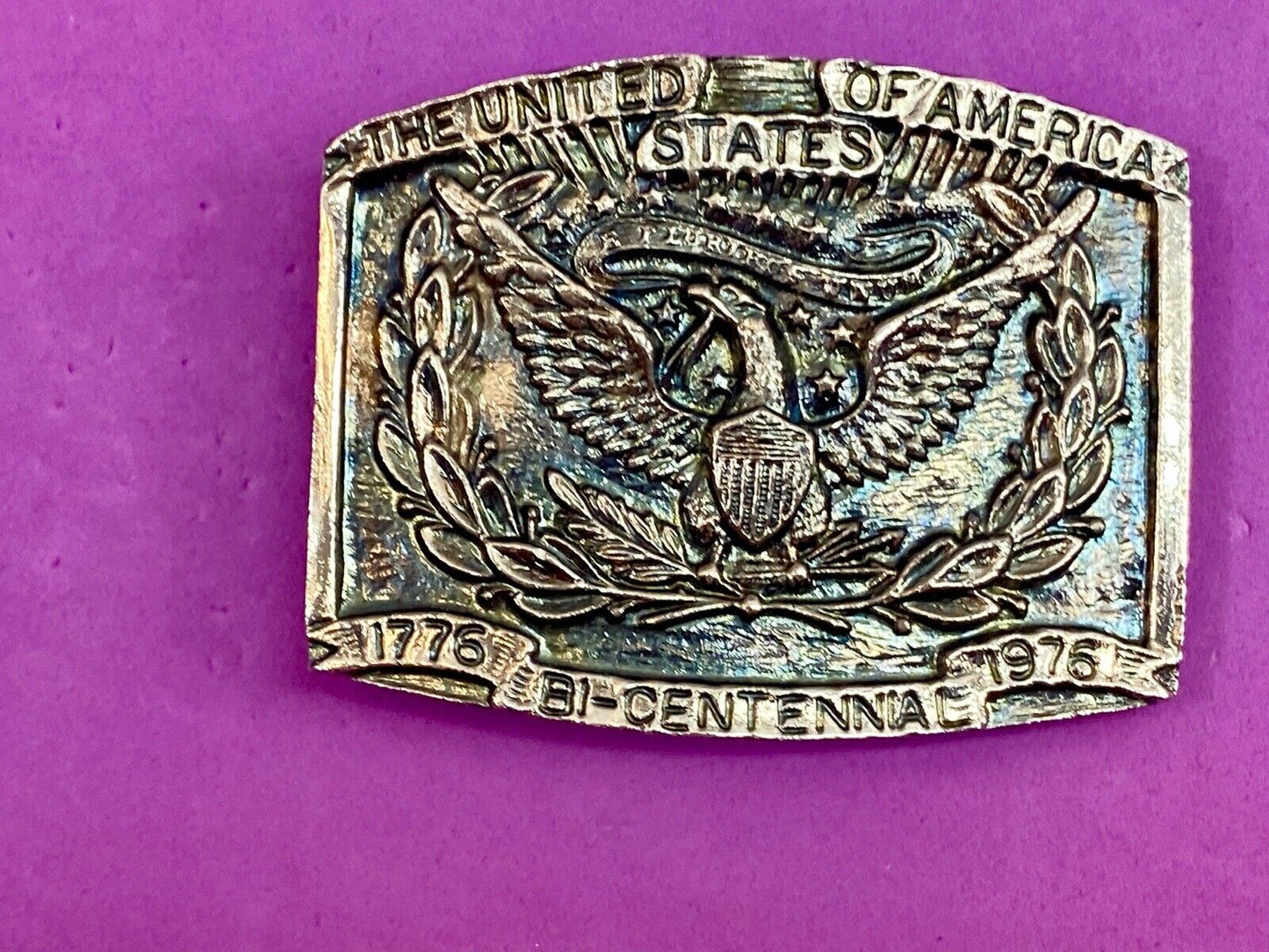 1776 Bi-Centennial celebration of USA belt buckle by Dina & Hicks Los Altos 