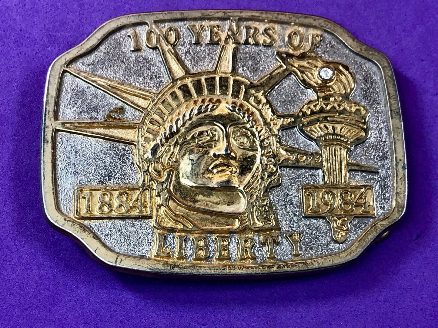 100 Years of Liberty 1886-1986 ~ Lady Liberty Belt Buckle - God Bless America 