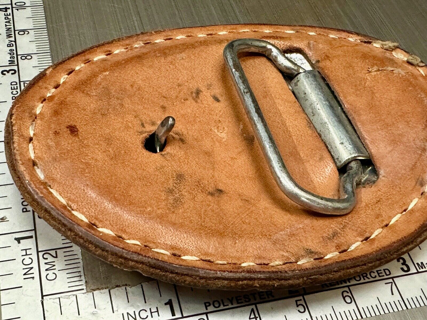 Unique leaf pattern in leather belt buckle made of Abalone shell