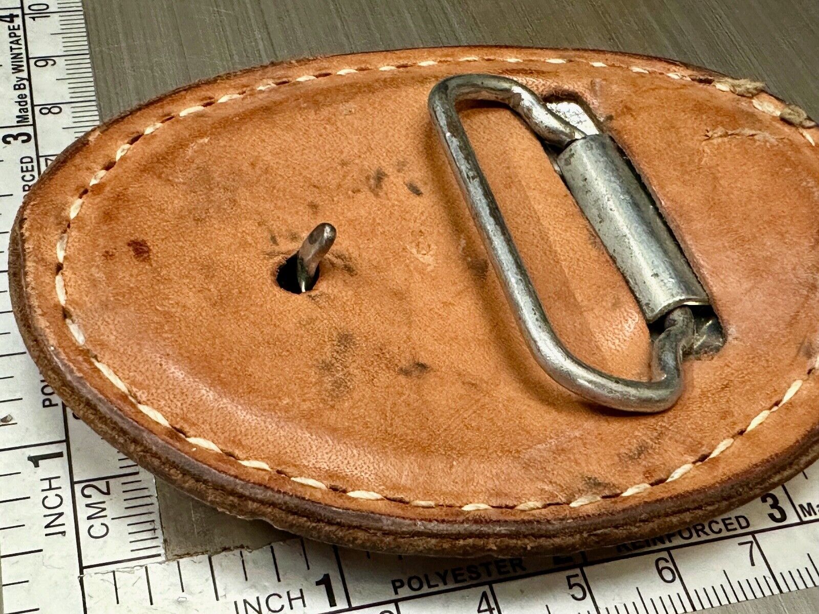 Unique leaf pattern in leather belt buckle made of Abalone shell