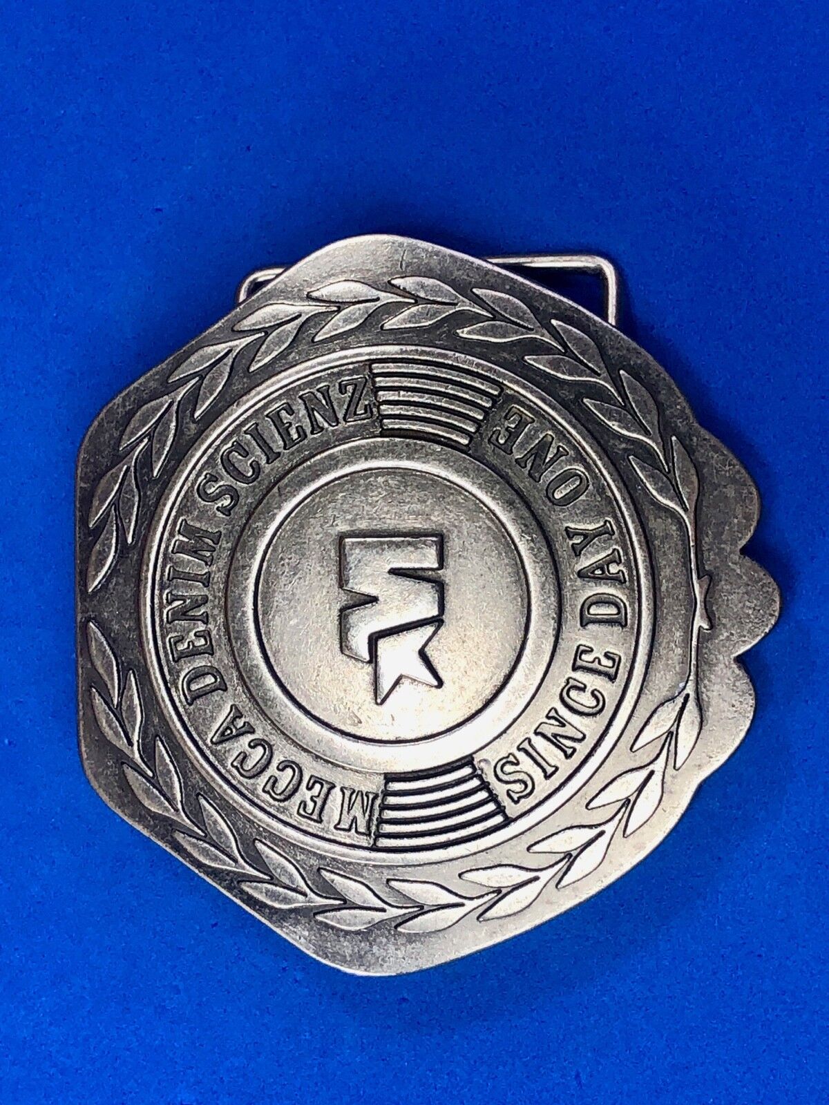 Unique shape , Vintage MECCA DENIM SCIENZ BELT BUCKLE - SINCE DAY ONE