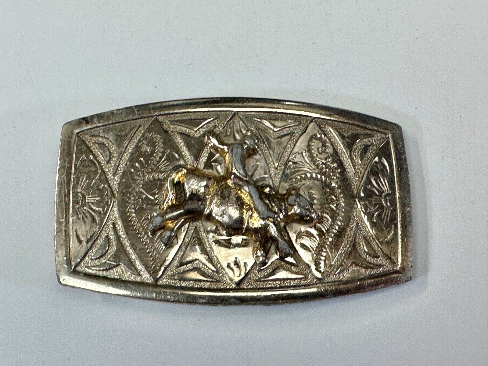 Vintage Cowboy Saddle Bronc western belt buckle to restore