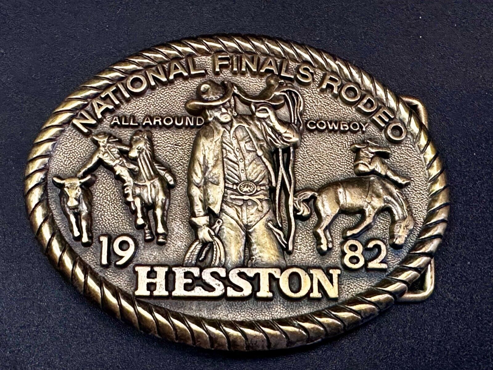 1982 Hesston NFR National Finals Rodeo Cowboys Western Belt Buckle