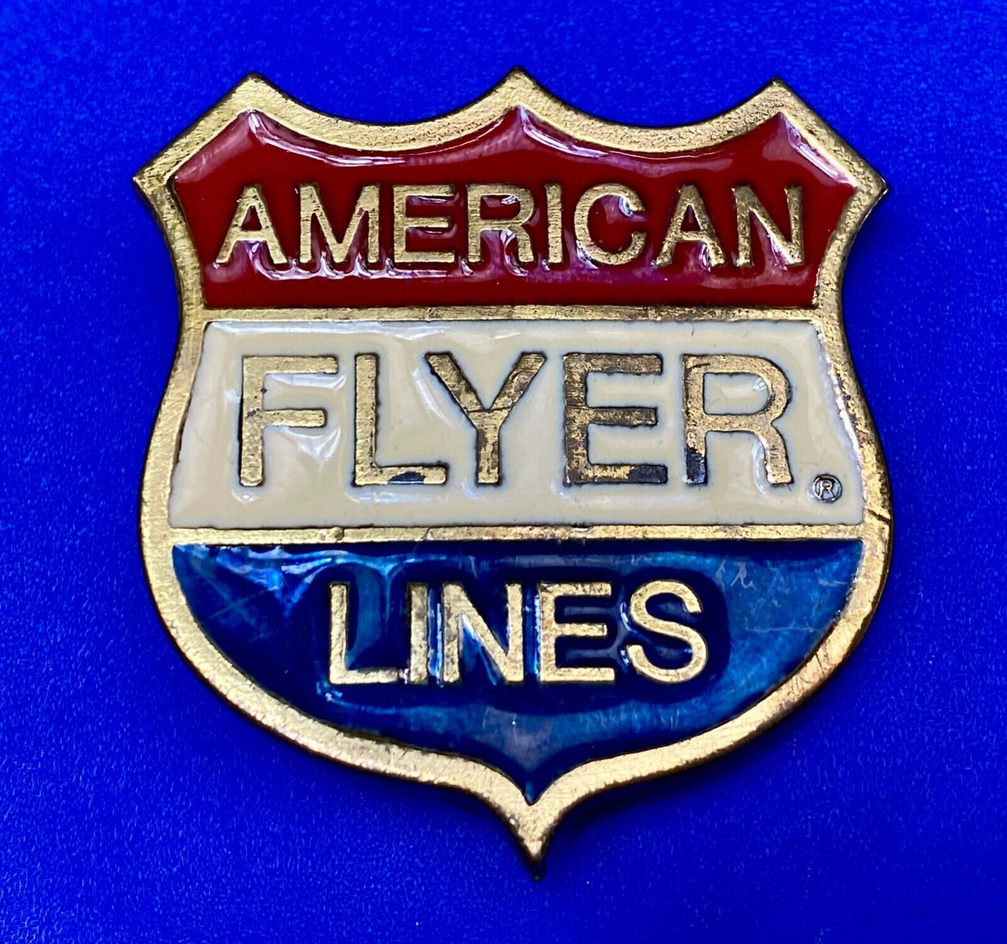 American Flyer Lines Train Locomotive Badge shaped great American belt buckle
