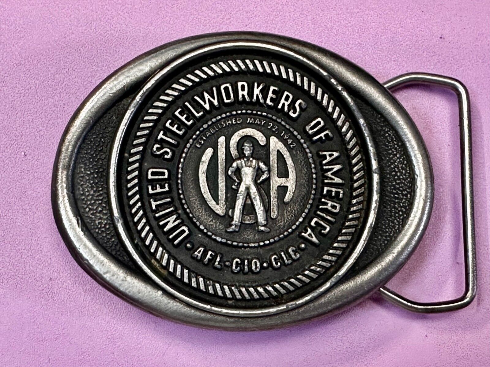 United Steel Workers of America Union Made AFL CIO Belt Buckle Koleaco S160