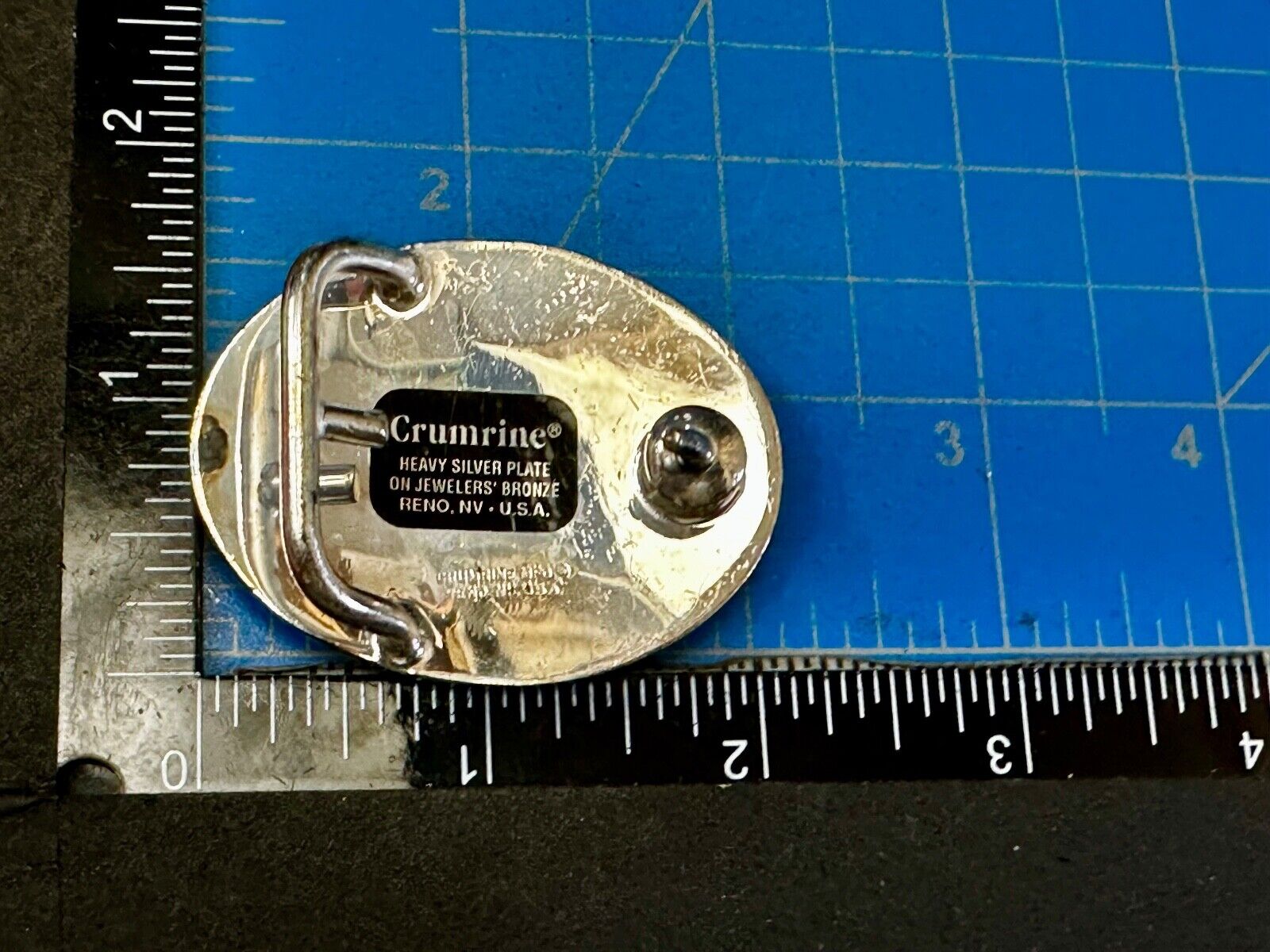 Vintage Crumrine 2" Wide Small Two tone Belt Buckle Engraved Swirl Design