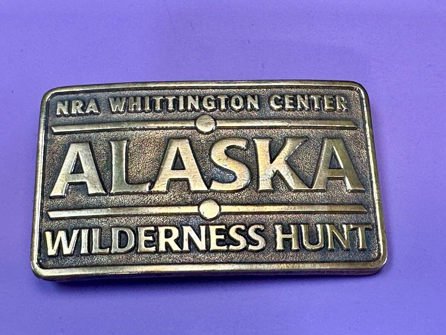 Alaska Wilderness Hunt - vintage belt buckle by NRA Whittington Center