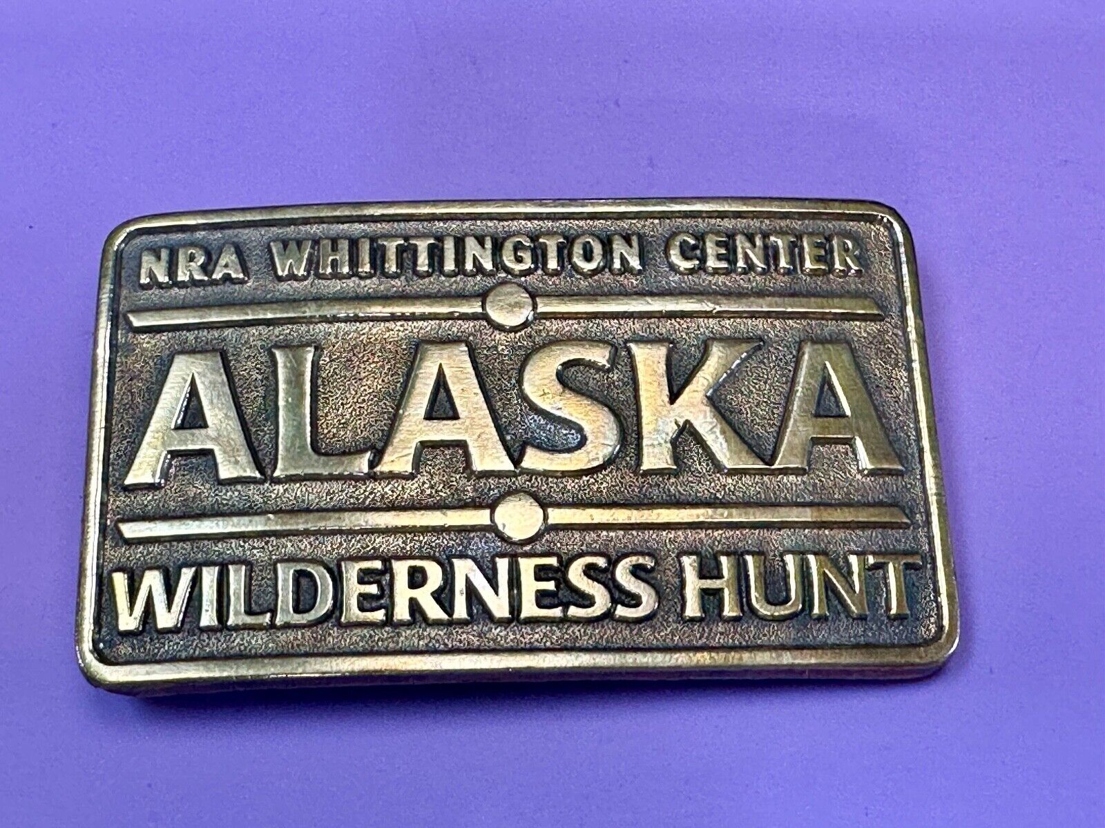 Alaska Wilderness Hunt - vintage belt buckle by NRA Whittington Center