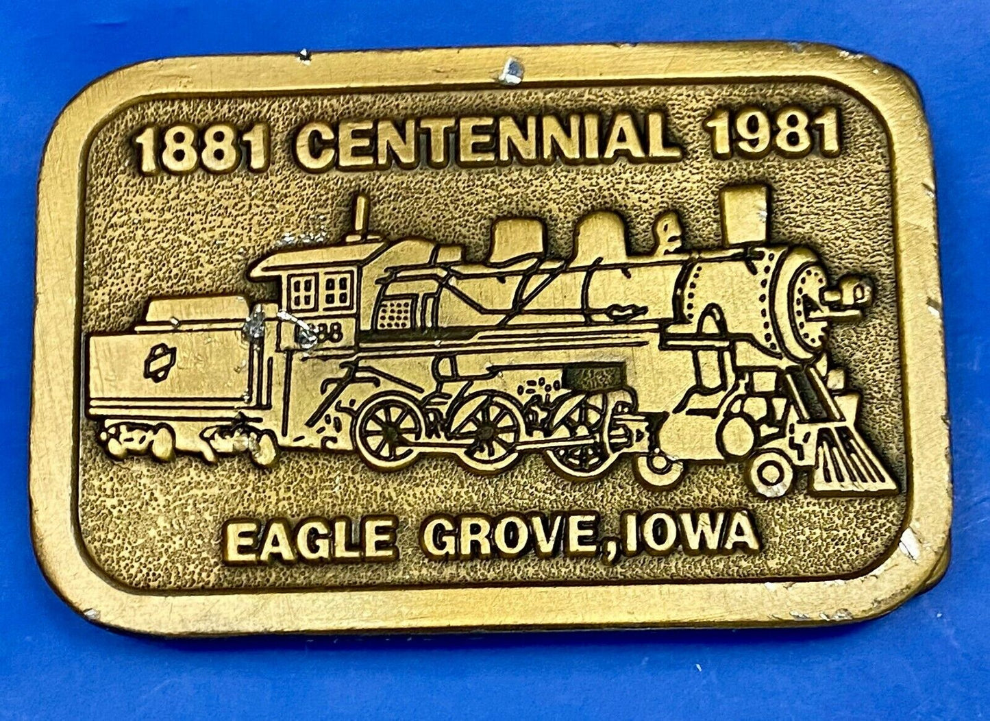 1881 Centennial 1991 Train Eagle Grove Iowa Belt Buckle By Hitline