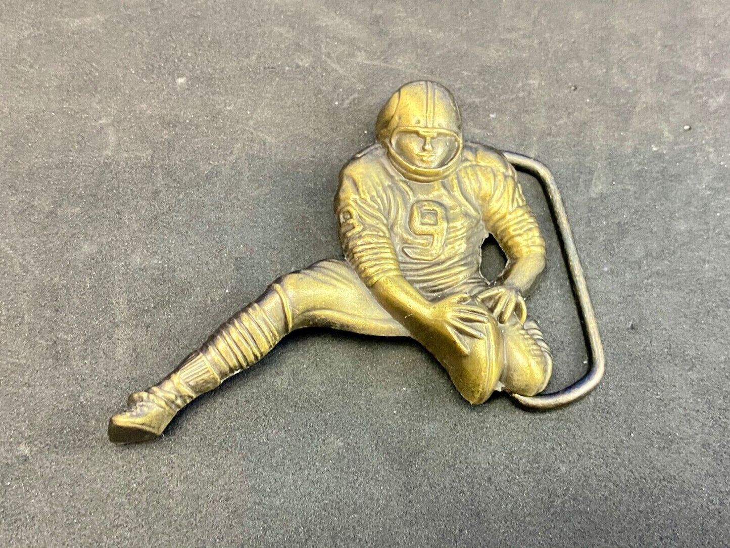 Vintage Football #9 Placeholder place holder player kicker figural belt buckle 