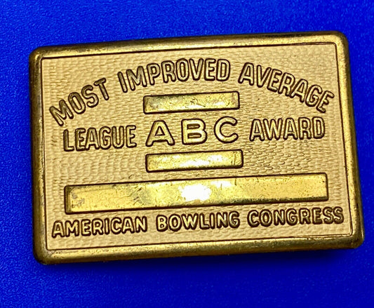 AMERICAN BOWLING CONGRESS MOST IMPROVED AVERAGE AWARD BELT BUCKLE BLANK RIBBON