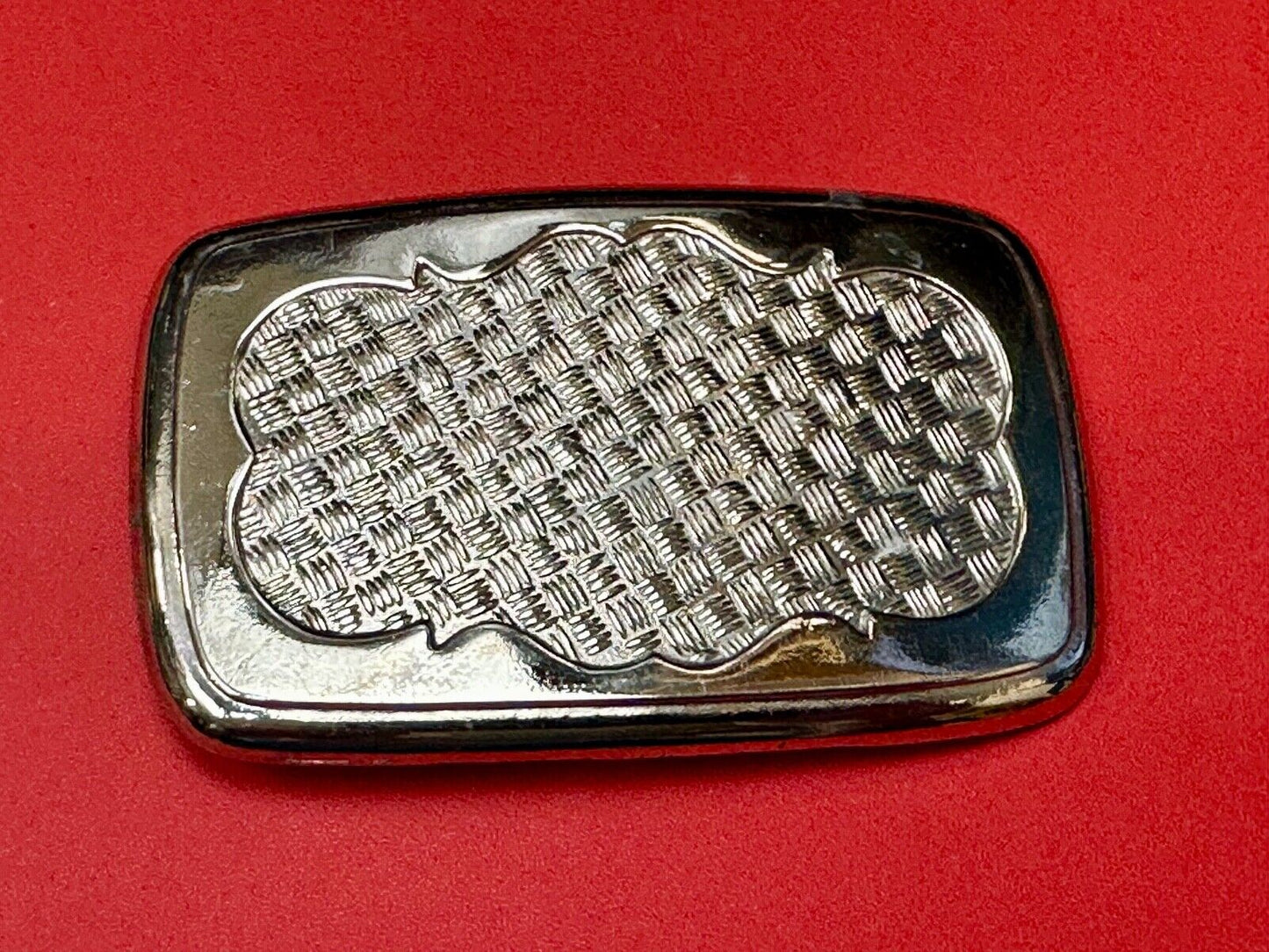 unique silver tone weave pattern western belt buckle