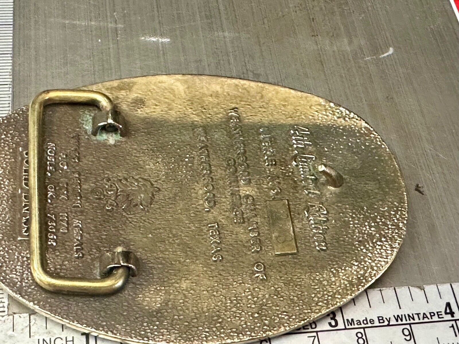 Texas Weatherford Main Street - vintage 1987 LIMITED ADM solid brass belt buckle