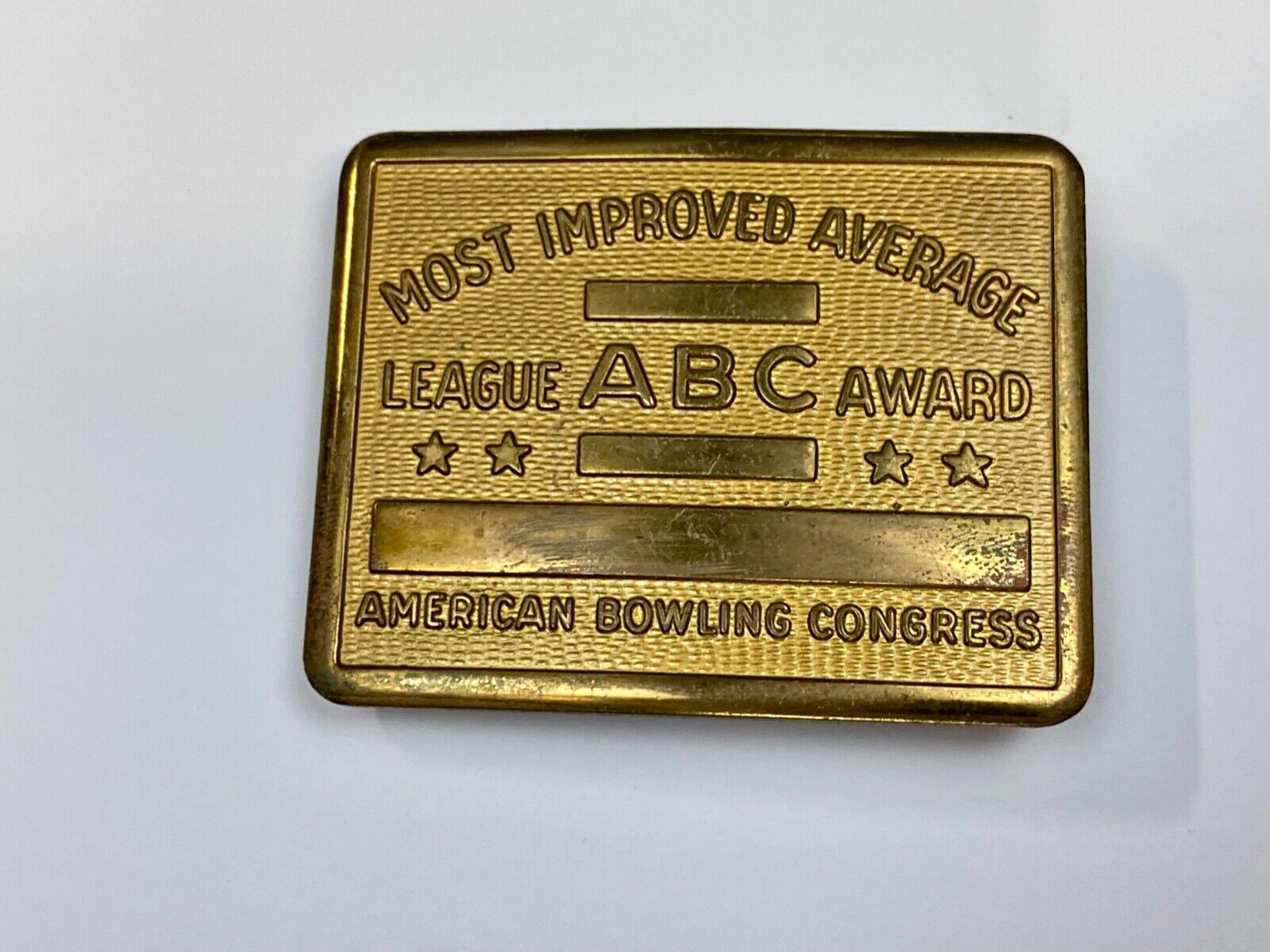 ABC Bowling Bowler's BLANK Most improved average award belt buckle NOT engraved!