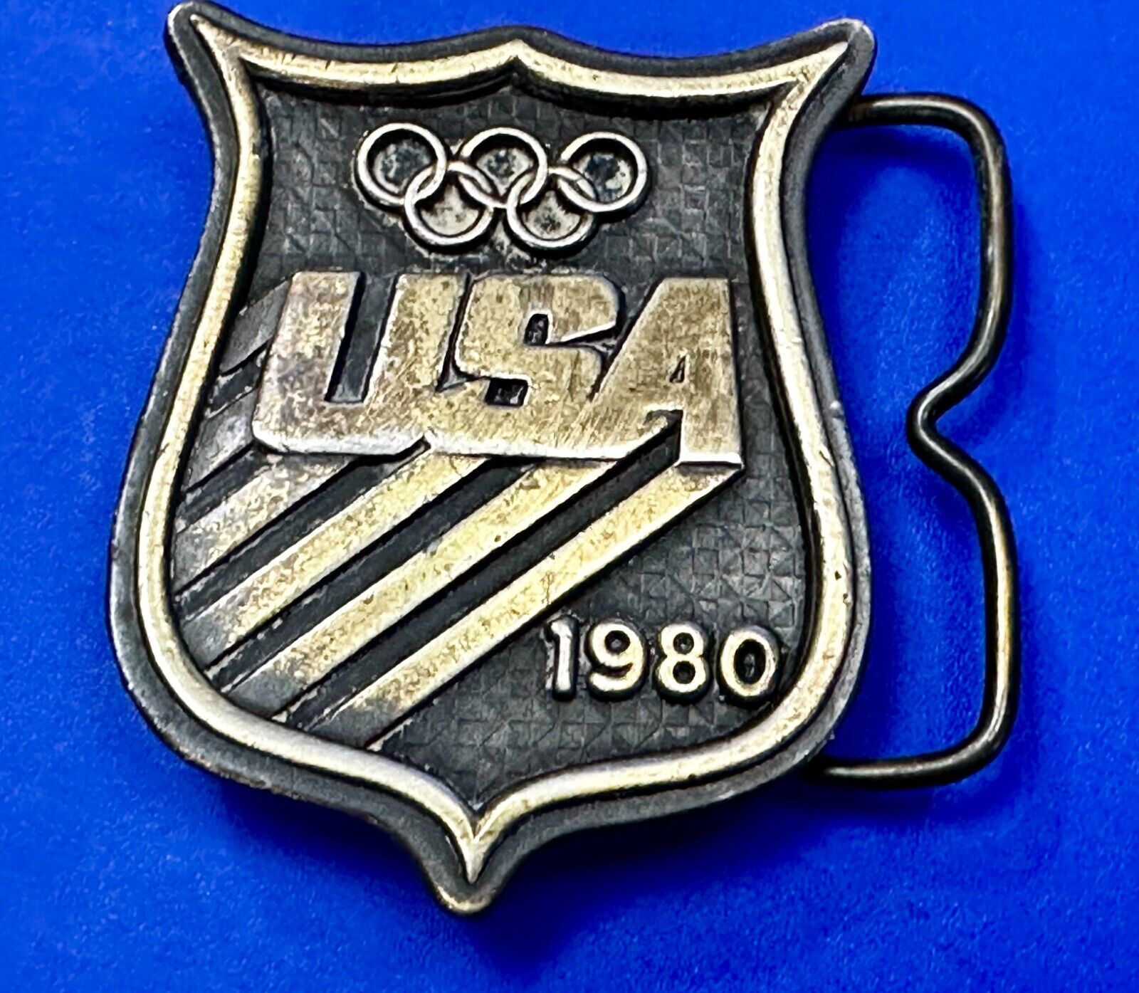 1980 USA Olympic Committee Bergamot Brass Works Vintage Belt Buckle Paul Rollins