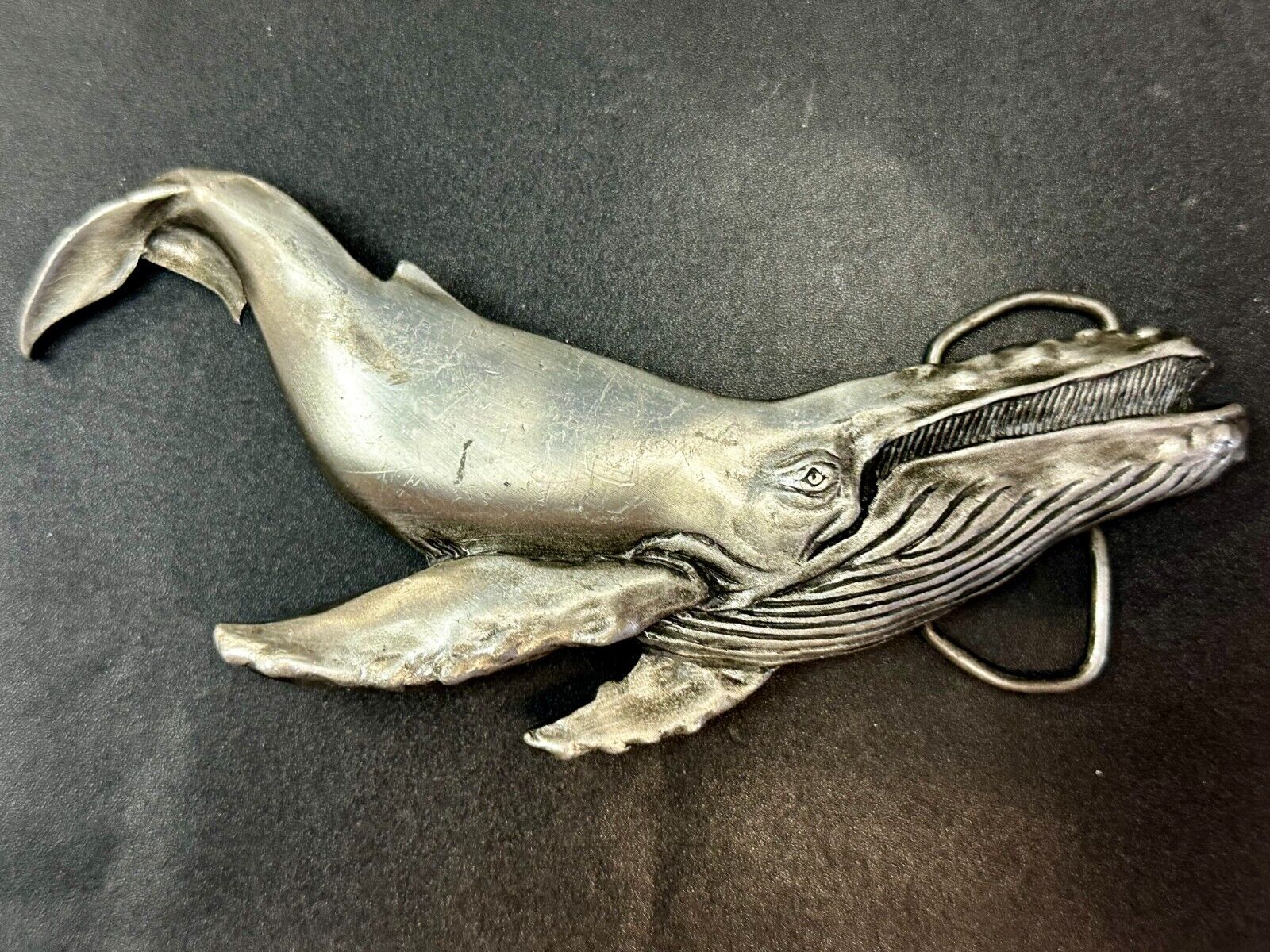 Vinegaroon Foundries Blue Whale Large Figural Pewter Late 70'S Belt Buckle