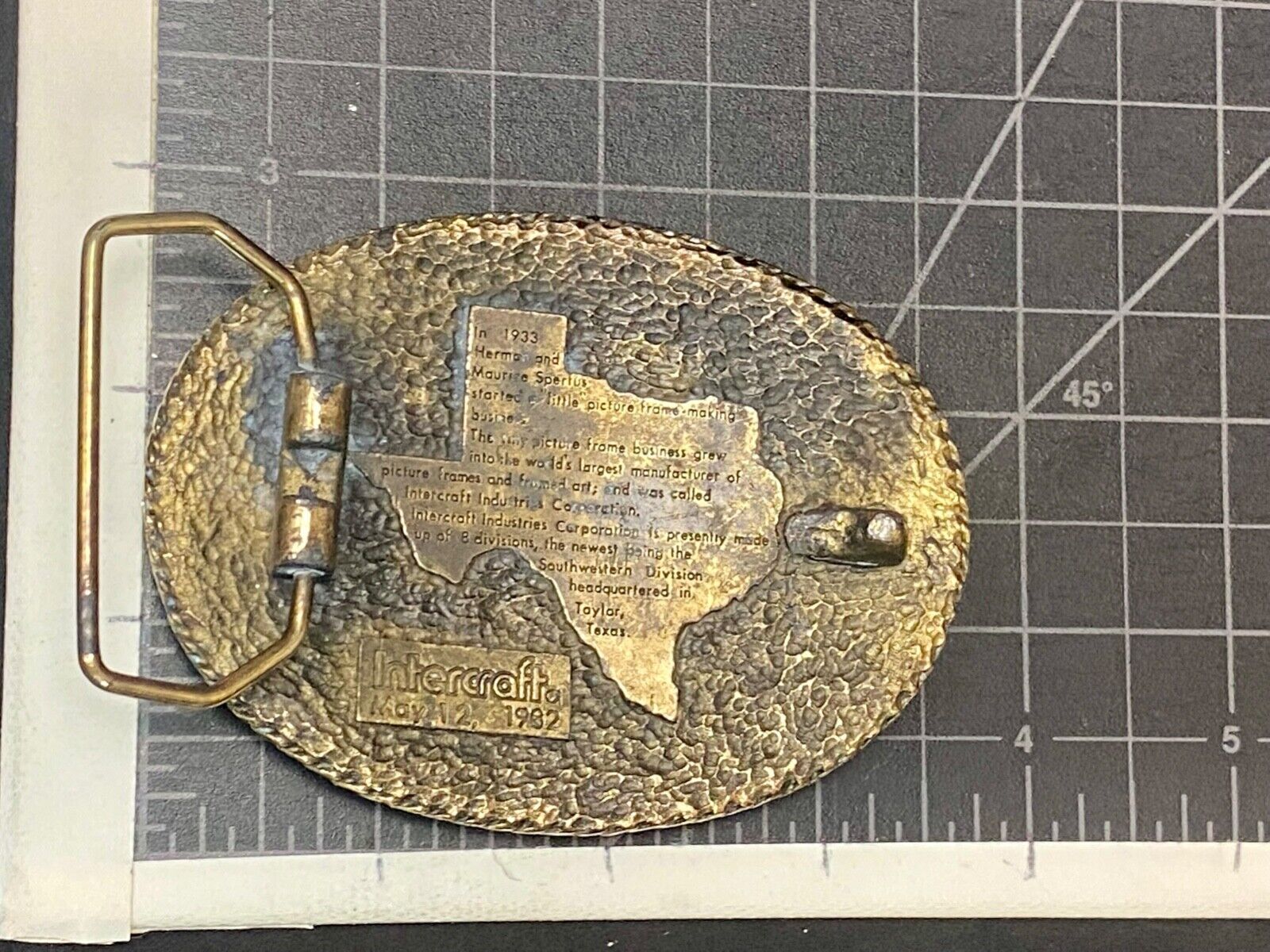 1982  Ornate Intercraft Industries Texas Iic Company Advertising Belt Buckle