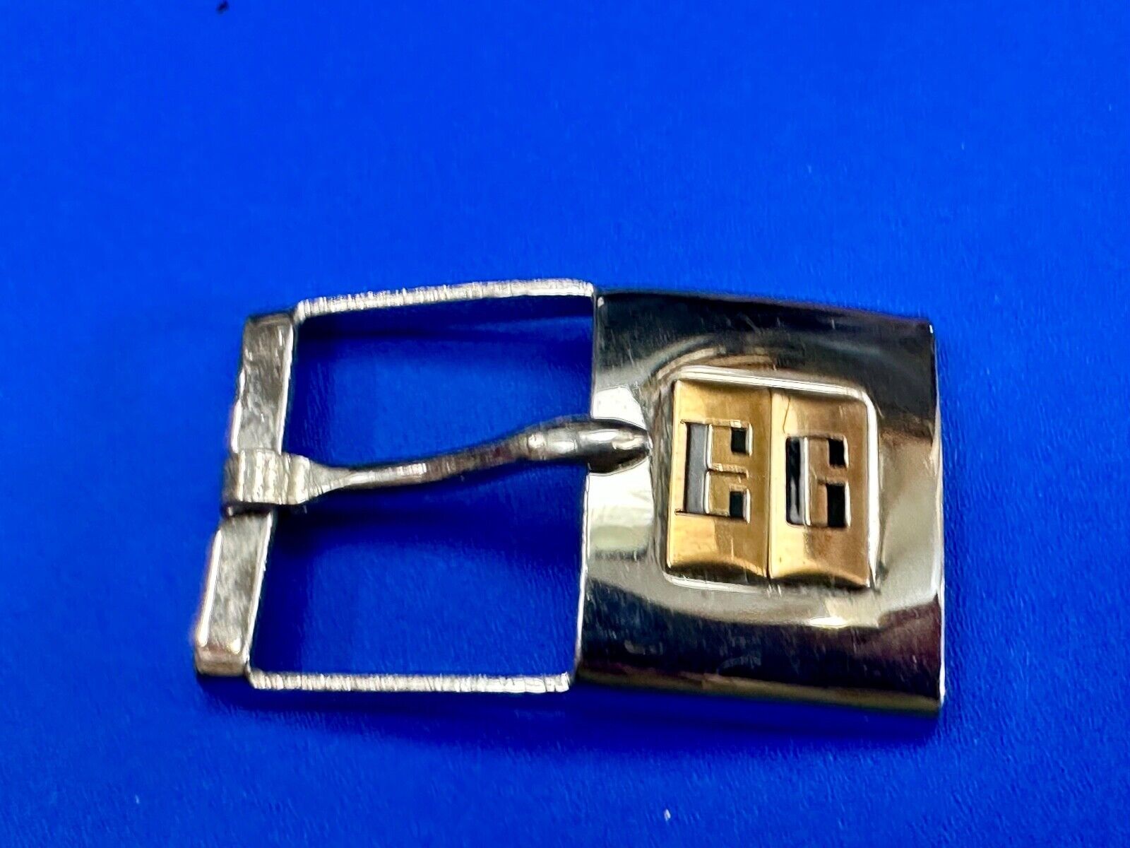 Vintage Letter monogram Initial EG - small two tone belt buckle
