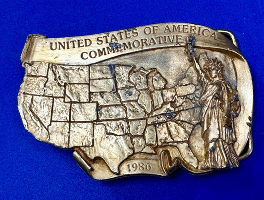 United States of America Liberty States Map Vtg 1986 Commemorative Belt Buckle