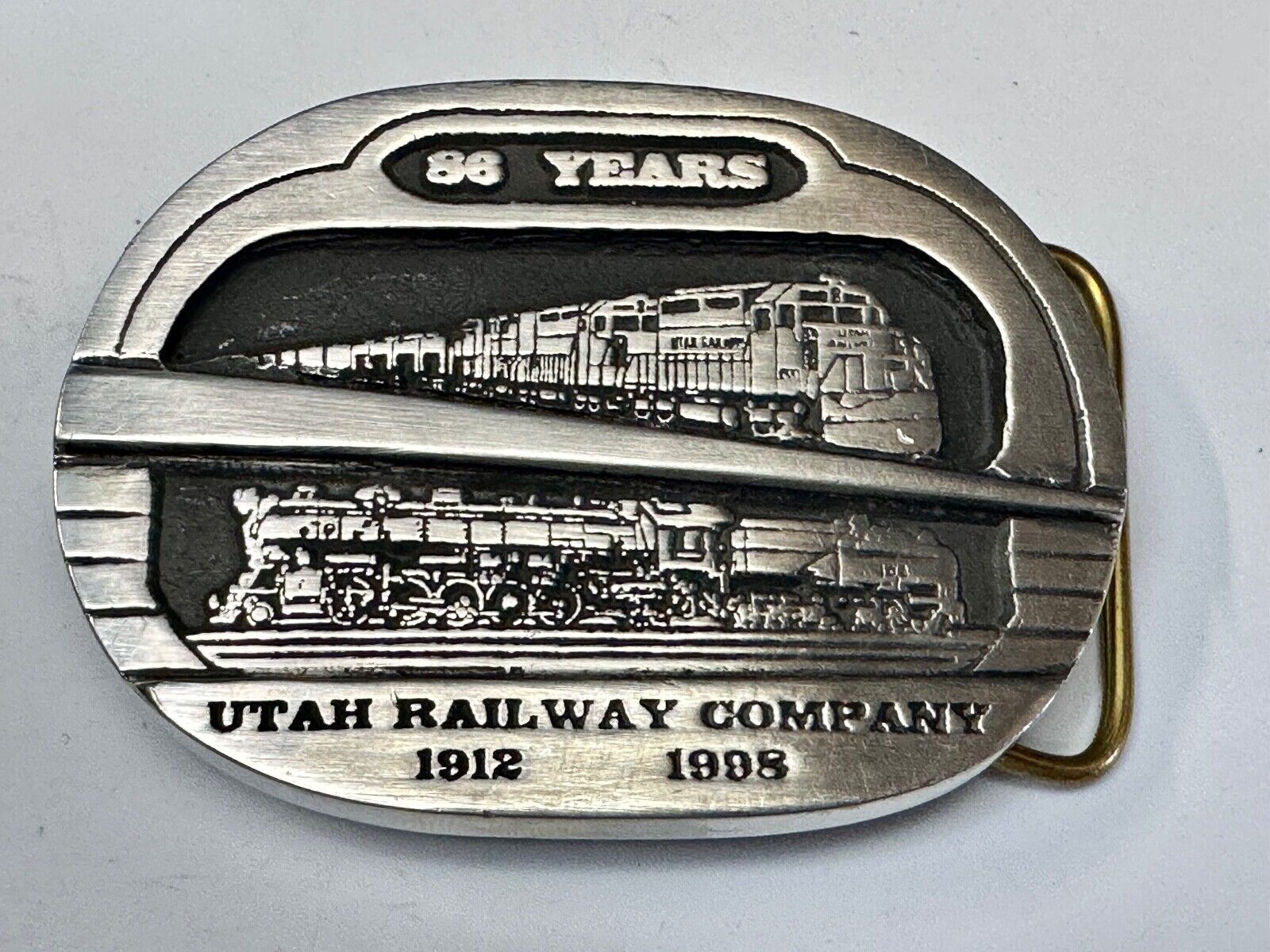 Utah Railway Co Vtg Train Railroad 86 Years - Gary Prazen Sculpture Belt Buckle