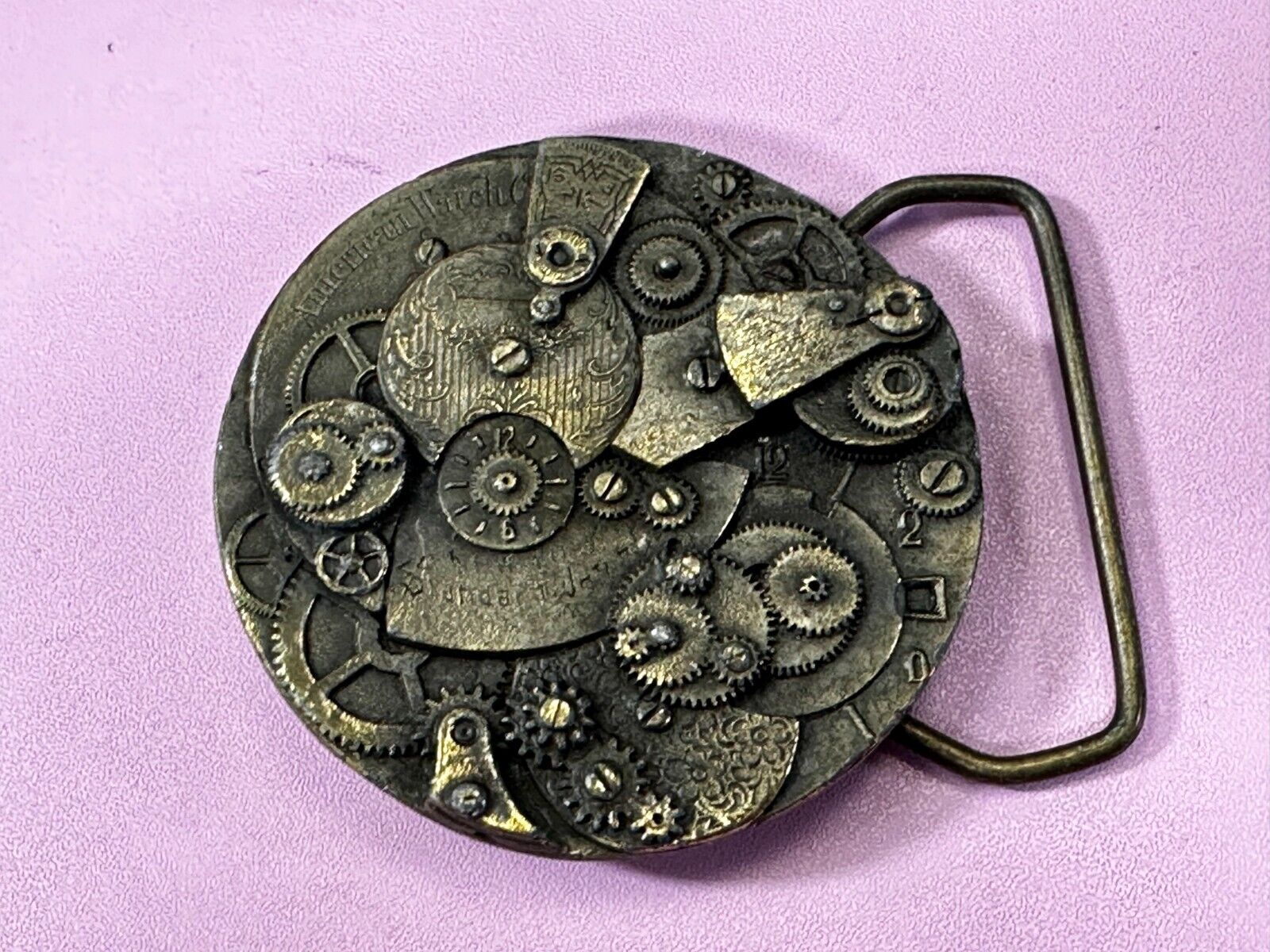 American Watchmakers Watch Parts Steampunk Gears Clock Round Belt Buckle
