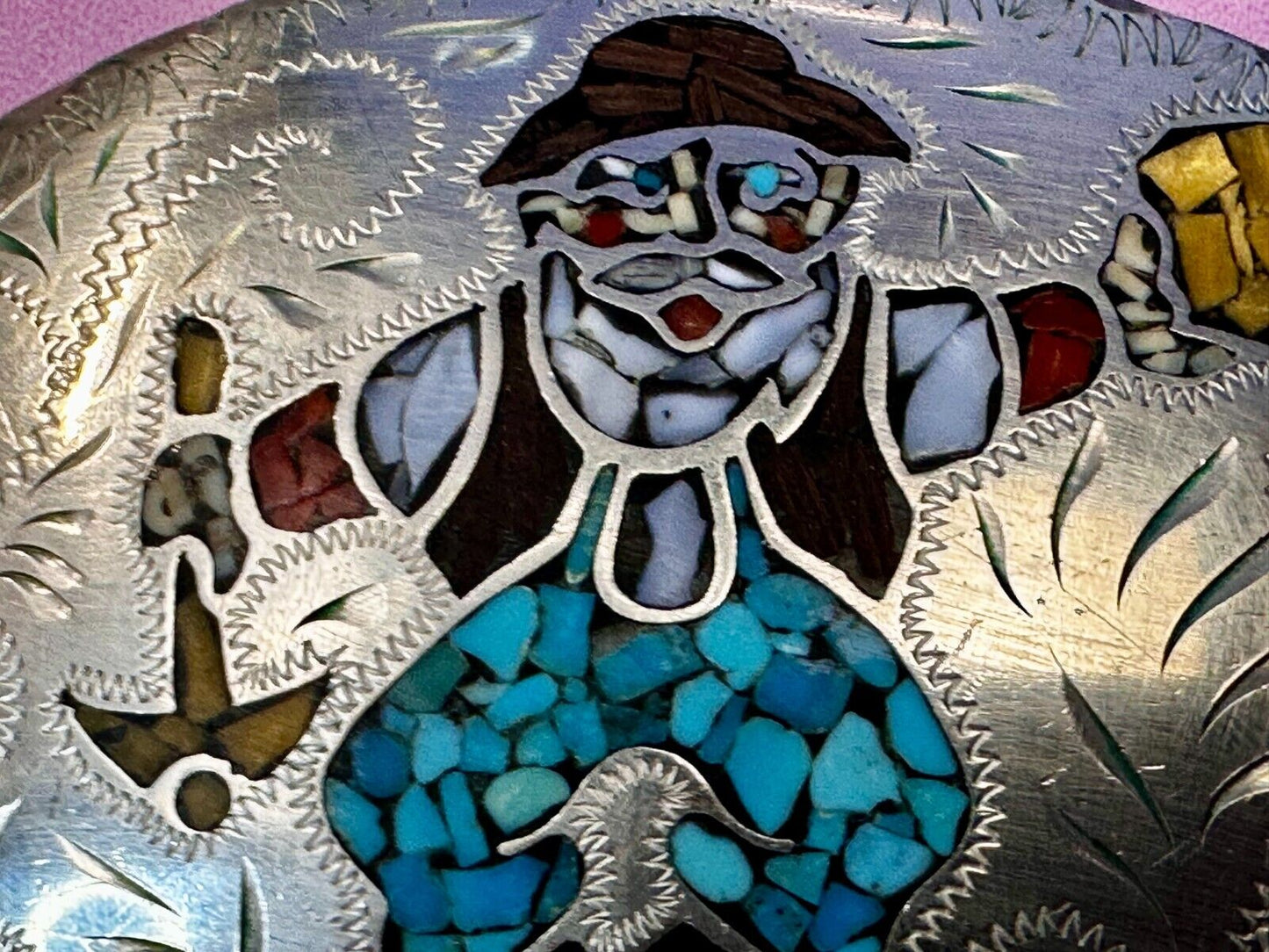 Arizona Gold Prospector Turquoise Inlay Stone Native Indian Art Vibe Belt Buckle